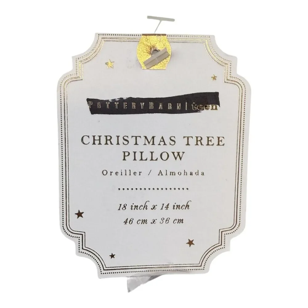 Pottery Barn Christmas Tree Shaped Embellished Pillow Green Velvet Pink Bow